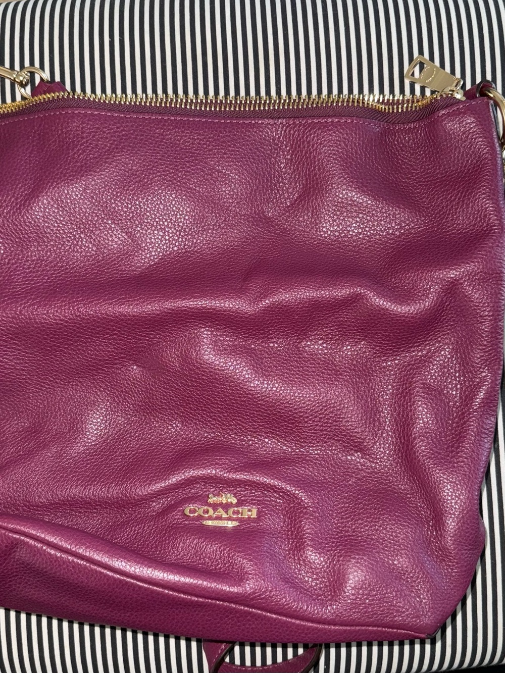 Coach Women's Pebbled Leather BEACHWOOD DUFFLE Shoulder Bag in PLUM 🩷